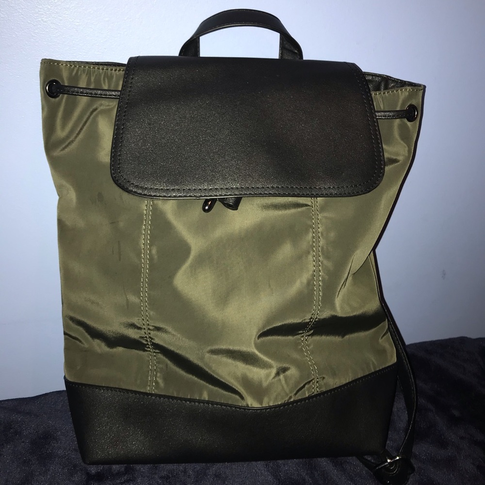 Olive Green Drawstring Backpack